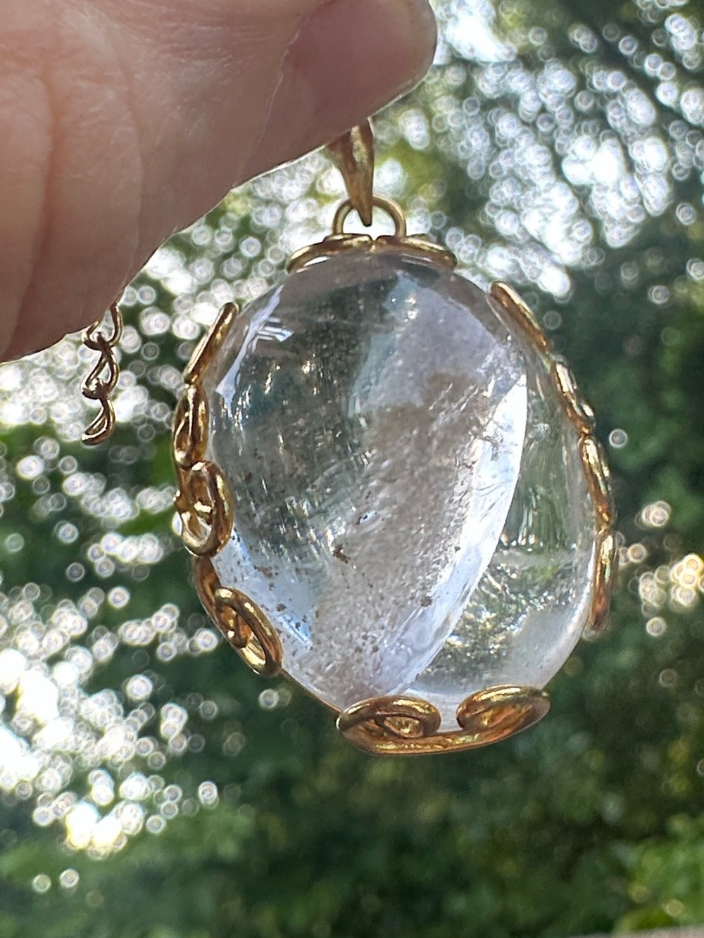 Crystal Quartz Natural Pendant Pool of Light Natural Stone - Picture 2 of 9
